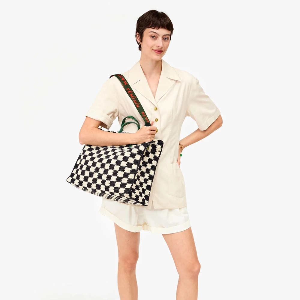 Clare V Black and White Checkered Bag